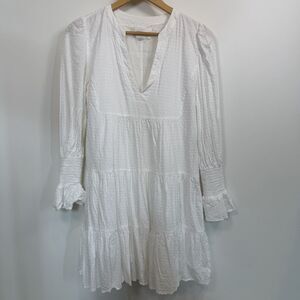 Tuckernuck Pomander Place Swiss Dot Kenzo Dress Women Medium White Boho Peasant
